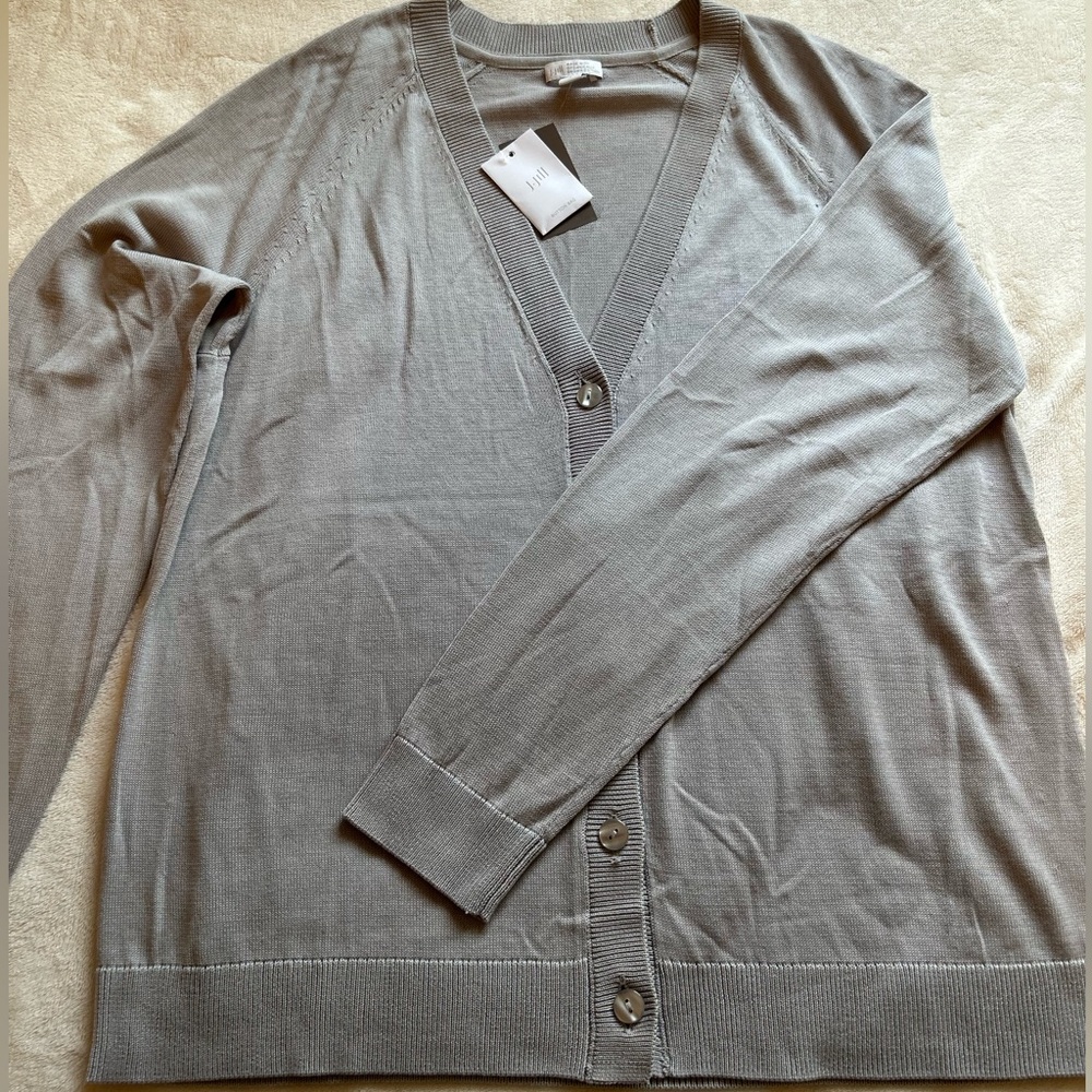 J.Jill Organically Grown Cotton V-Neck Button-up Cardi Gray Size Small - Picture 9 of 13